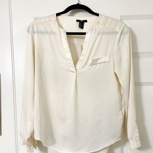 H&M Satin Trim Ivory Top